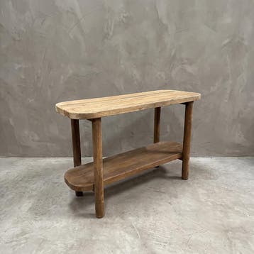 Sidetable Balok Bubut van gerecycled hardhout - 100 x 45 x, Huis en Inrichting, Ophalen of Verzenden, Nieuw