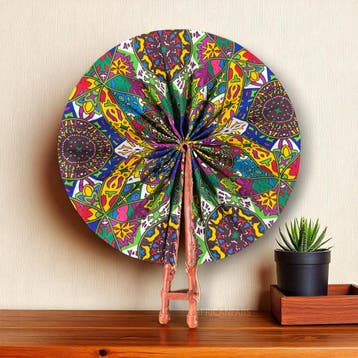Afrikaanse handwaaier - Ankara print waaier - Multicolor Keh, Ophalen of Verzenden, Nieuw