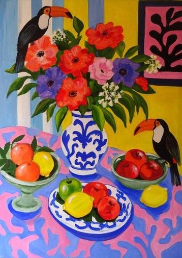 Corina Schroeder - Tropical still life with toucans XL