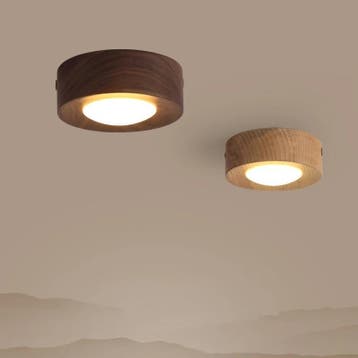 Walnoot houten LED plafondlamp modern, Verzenden, Nieuw