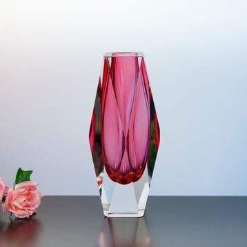 Vaas - Uraniumglas, Muranoglas - Vintage glazen vaas