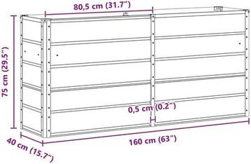 Plantenbak - bloempot - 160 cm lengte - metaal grijs -, Verzenden, Nieuw