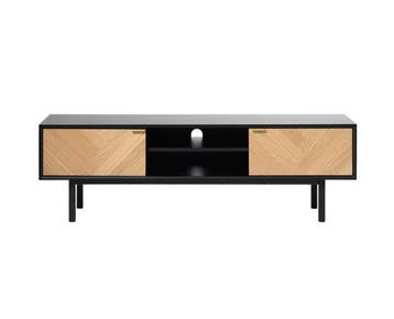 Tv-meubel Calvin 160 cm eiken visgraat - zwart, Ophalen of Verzenden, Nieuw