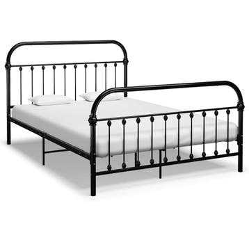 vidaXL Bedframe metaal zwart 120x200 cm, Huis en Inrichting, Slaapkamer | Bedden, Verzenden, Zwart, Nieuw, Twijfelaar