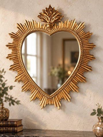 Wandspiegel - Glas, Hars - Heart shaped
