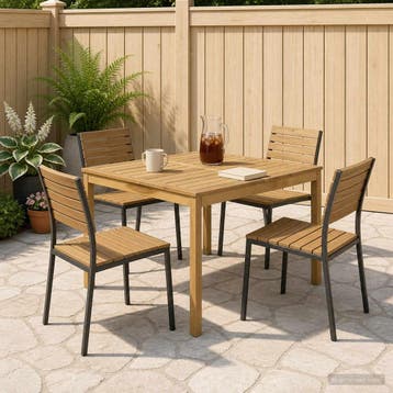 vidaXL Tuindiner tafel LAREN Witgewassen 110 x 108,5 x 75 cm, Tuin en Terras, Verzenden, Nieuw