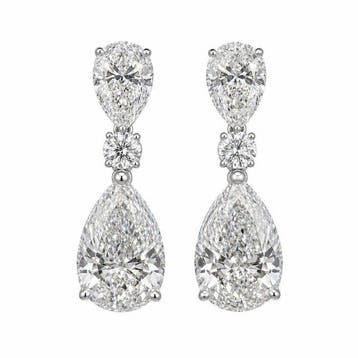 Oorbellen - 14 karaat Witgoud - 9.07ct. tw. Diamant, Sieraden, Tassen en Uiterlijk, Oorbellen, Nieuw