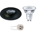 GU10 Inbouwspot Set - Mat Zwart - Inbouw Rond - Philips -, Metaal of Aluminium, Nieuw, Ophalen of Verzenden, Led