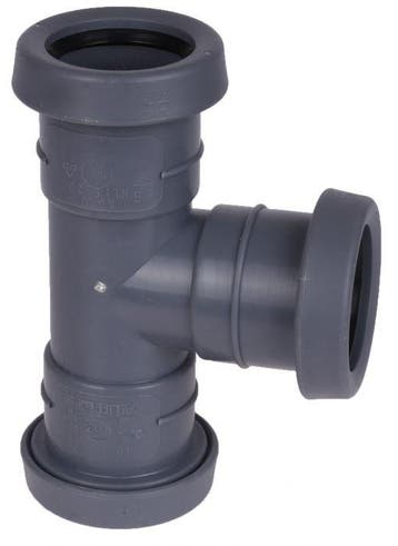 Pipelife TopFit T-stuk stroom 75 x 75 mm 90gr. 3xMof grijs, Ophalen of Verzenden, Nieuw