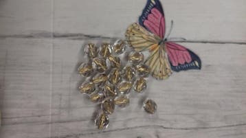 10 x Glaskraal facet kristal transparant met goud 6 mm –.., Ophalen of Verzenden, Nieuw, Kraal