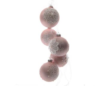 Christmas Decorations Kerstballen Poederroze Set van 4, Diversen, Verzenden, Nieuw