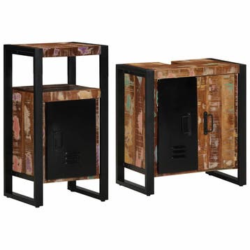 vidaXL Badkamermeubelset 2 st Multikleur en Zwart 55 x 35 x, Verzenden, Nieuw, Overige typen