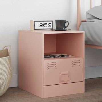 vidaXL Nachtkastje 34,5x39x44 cm staal roze, Huis en Inrichting, Slaapkamer | Nachtkastjes, Verzenden, Nieuw, Metaal of Aluminium