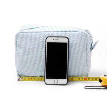 Seersucker Make-up Tas met Ruches en Rits Gestreept, Verzenden, Nieuw