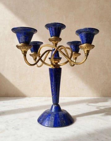 Kandelaar - Diep koninklijk blauw lapis lazuli mozaïek op