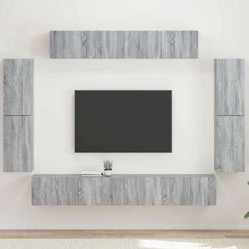 vidaXL TV-kast 8 st Grijs Sonoma, Verzenden, Nieuw, Minder dan 50 cm, Minder dan 100 cm
