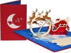 Fraaie 3D pop-up Kerstkaart Kerstman Arrenslee Rendieren, Verzenden, Nieuw
