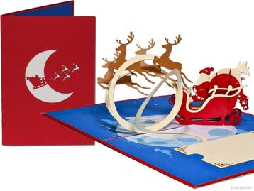 Fraaie 3D pop-up Kerstkaart Kerstman Arrenslee Rendieren, Verzenden, Nieuw