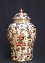 dekselvaas - Porselein, 50 cm schitterende chinoiserie -