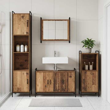 vidaXL Badkamerkastenset 2 st Oud hout 65,5 x 34 x 61 cm, Verzenden, Nieuw