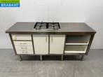 RVS Werktafel met 4 pits gasfornuis 180 cm GAS Horeca, Ophalen of Verzenden, Gebruikt