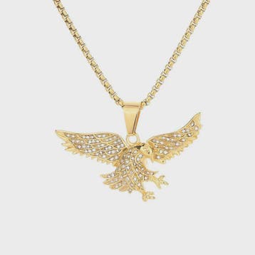 Gouden Eagle Hanger Ketting met Bling - Roestvrij Staal Iced, Verzenden, Nieuw