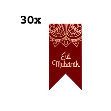 30 Stickers Eid Mubarak Vaantje Rood (Per 30 stuks), Ophalen of Verzenden, Nieuw, Sticker
