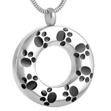 Assieraad, ashanger, bedeltje dierenpootjes rond, Sieraden, Tassen en Uiterlijk, Kettinghangers, Nieuw, Zilver, Overige materialen
