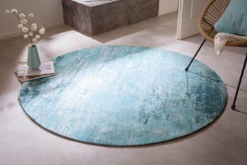Vintage tapijt MODERN ART 150cm turquoise gewassen ronde, Ophalen of Verzenden, Nieuw