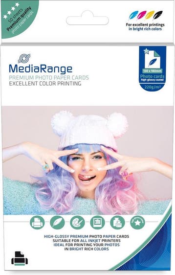 MediaRange 130x180mm fotopapier kaarten, glanzend High, Nieuw, Overige typen, Inktmedia
