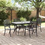vidaXL Tuin eettafelset 5 pcs Zwart Aluminium, Tuin en Terras, Tuinsets en Loungesets, Verzenden, Nieuw, Aluminium, 5 zitplaatsen