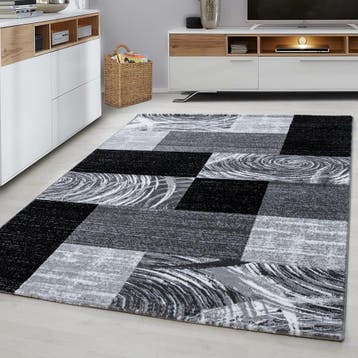 Modern Vloerkleed | Parma | Blokken | Zwart | 160x230 cm, Huis en Inrichting, Stoffering | Tapijten en Kleden, Verzenden, Nieuw