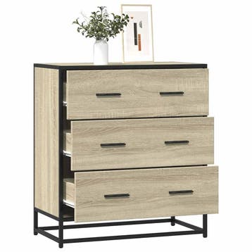 vidaXL Dressoir 68x35x76 cm bewerkt hout en metaal sonoma, Verzenden, Nieuw, Overige houtsoorten