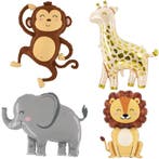 Jungle Animals 4-delige folie ballonnen set, Verzenden, Nieuw, Versiering, Verjaardag