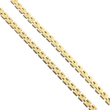 Gouden fantasieschakel ketting met vaste hanger en cultiv..., Gebruikt, Overige kleuren, Ophalen of Verzenden, Met edelsteen