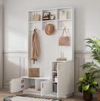 Halboom met Bank en Schoenenrek – 200×120×40 cm, Wit, Ruim, Verzenden, Nieuw