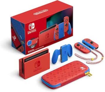 Nintendo Switch Console Set Mario Red & Blue Edition V2 Z..., Spelcomputers en Games, Ophalen of Verzenden, Zo goed als nieuw