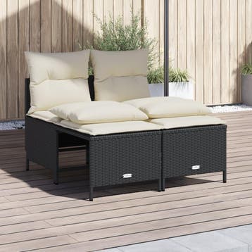 vidaXL 4-delige Loungeset met kussens poly rattan zwart, Verzenden, Nieuw, Loungeset