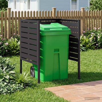 vidaXL Afvalcontainer scherm 85 x 85 x 113 cm Staal Zwart, Verzenden, Nieuw, IJzer