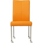 Leren eetkamerstoel Comfort met wieltjes - Toledo Mandarin, Ophalen of Verzenden, Nieuw, Leer, Modern