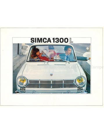 1967 SIMCA 1300L BROCHURE NEDERLANDS, Nieuw, Author