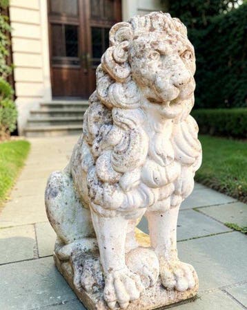 Beeld, Leone da giardino - 60 cm - Steen, Composiet - 1900, Antiek en Kunst, Antiek | Keramiek en Aardewerk