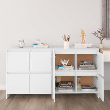 vidaXL Dressoirs 2 st 70x41x75 cm bewerkt hout wit, Verzenden, Nieuw, 50 tot 100 cm, 25 tot 50 cm