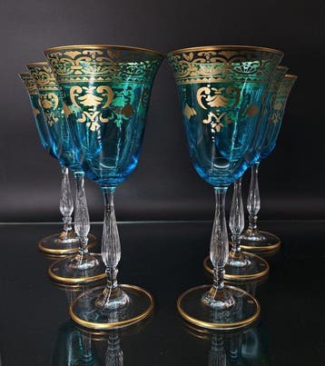 Artemisia Bohemia Firmati - Wijnglas (6) - Kristal, Goud