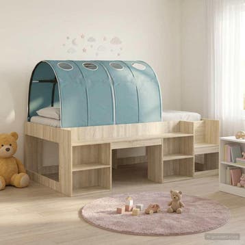 vidaXL Bedframe met tunnel met plank 3 st Sonoma eiken en, Verzenden, Nieuw, Bruin, Hout
