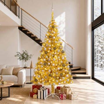 vidaXL Kunstkerstboom met verlichting en kerstballen 240 cm, Verzenden, Nieuw