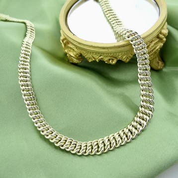 Gouden fantasie schakelcollier (Ketting), Ophalen of Verzenden, Gebruikt, Goud, Goud