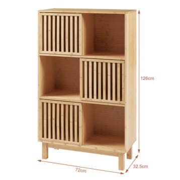 Boekenkast Ypäjä schap 126x76x32,5 cm bamboe naturel [en.cas, Huis en Inrichting, Kasten | Boekenkasten, Verzenden, Nieuw