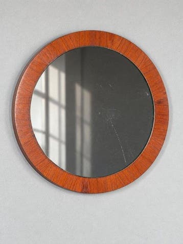 Wandspiegel - Glas, Hout - Mid century halspiegel