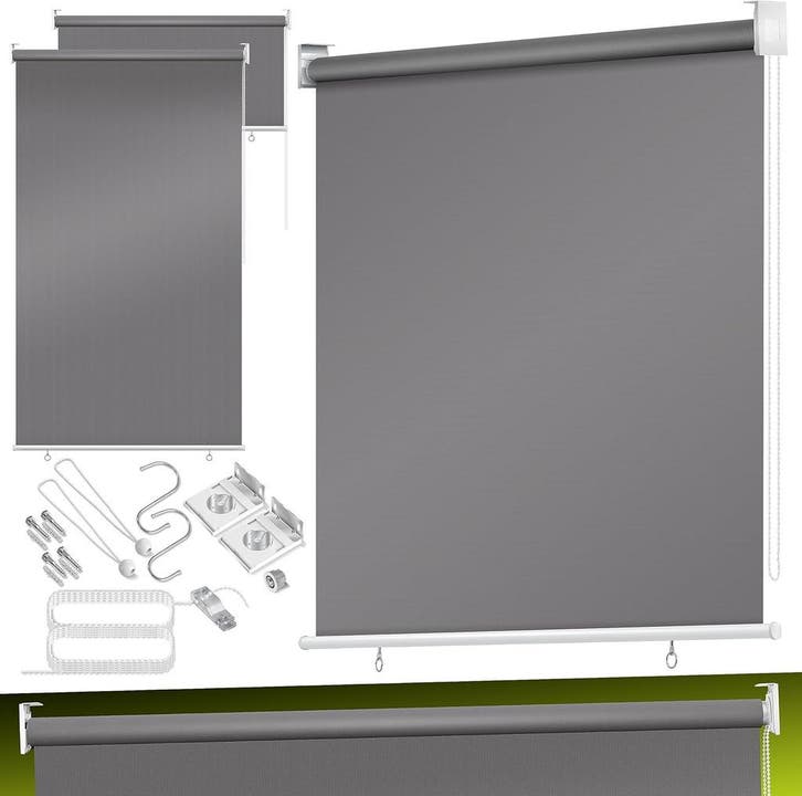 Rolgordijn - Verduisterend - 160x240 cm - Grijs - KESSER®, Tuin en Terras, Zonneschermen, Zo goed als nieuw, Verzenden